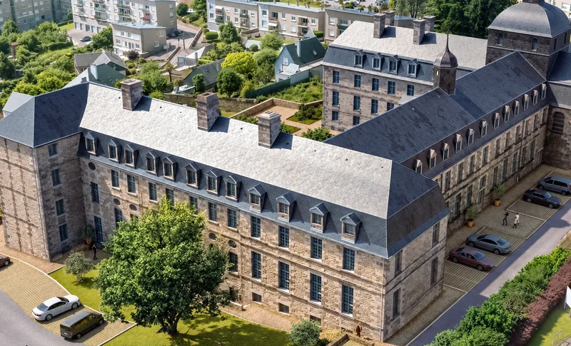 Projection aérienne du programme Ancien Couvent des Ursulines à Vire Normandie
