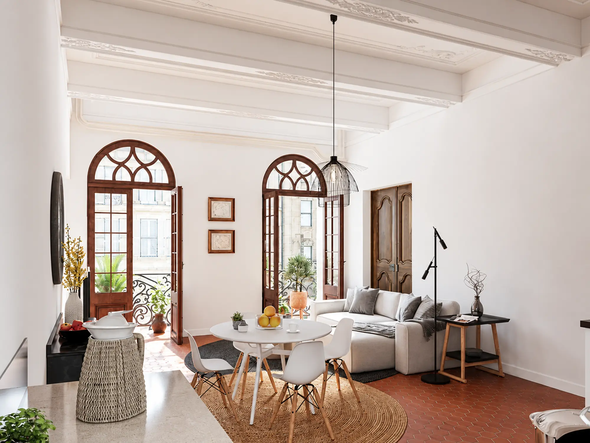 Projection d’un séjour avec hautes fenêtres dans le programme Hôtel de Gassaud à Manosque